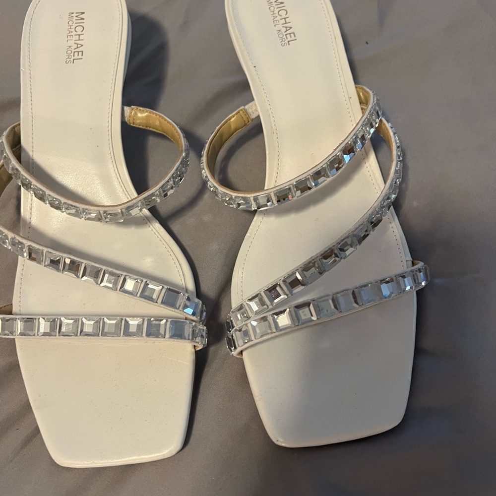 Michael Kors White Sandals with Crystal Straps Never worn